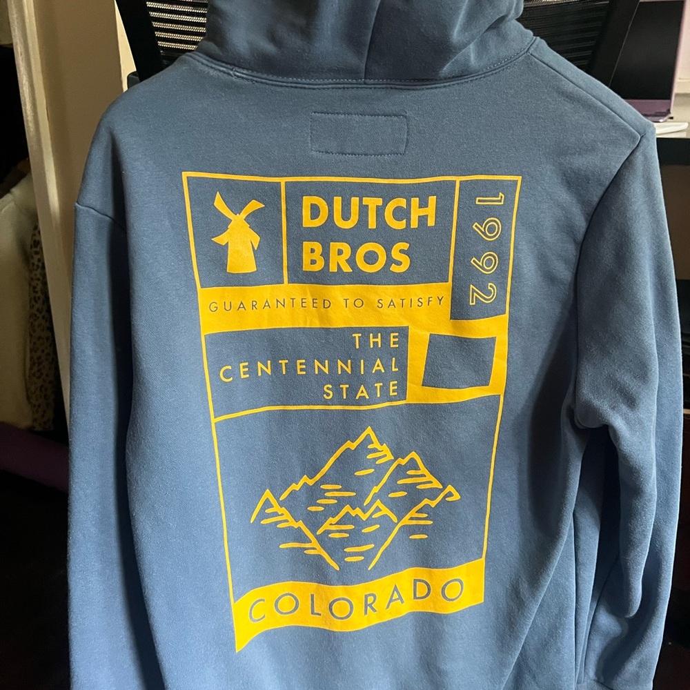 Dutch Bros Light Blue Apparel with White Label